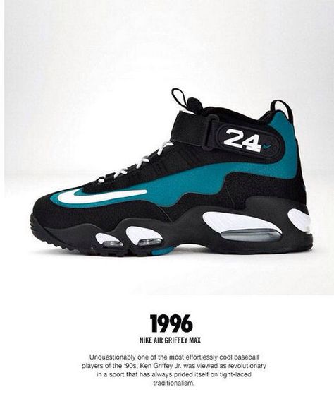 Nike 96 Ken Griffey Jr Shoes, Air Griffey Max 1, School Sneakers, Sneaker Closet, Nike Poster, Diamond Grillz, Sneakers Box, Nike Kicks, Ken Griffey Jr