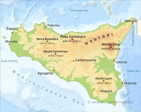 Sicily map Sicily Map, World Map Europe, Geographical Features, Aeolian Islands, Physical Map, Geography Map, Regions Of Italy, Sicily Italy, Messina