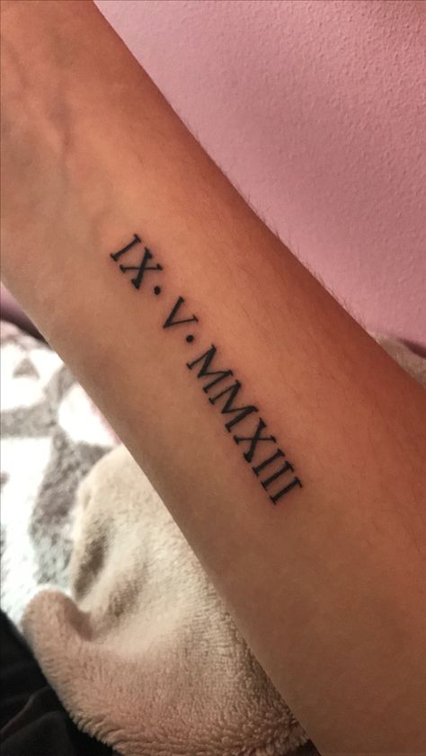 2009 Roman Numeral Tattoo, 1973 Roman Numeral Tattoo, Roman Letter Tattoo, Roman Number Tattoo, Cherry Blossom Tattoo Men, Roman Numeral Wrist Tattoo, Roman Numeral Date Tattoo, Roman Numbers Tattoo