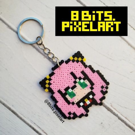 Hama Beads Anime, Anime Perler Beads, Mini Hama Beads, Hamma Beads Ideas, Pixel Beads, 3d Perler Bead, Fuse Bead Patterns, Hama Beads Design, Perler Crafts