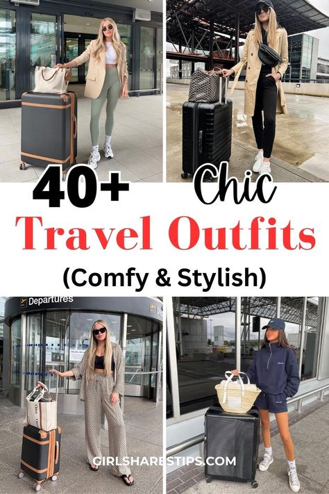 40+ Chic Travel Outfits to Stay Comfy and Stylish for Spring, Summer, Fall, and Winter! | Airport Outfits Flight Outfit Airport Style Summer, Airline Outfit, Travel Outfit Plane Summer, Airplane Travel Outfits, Airport Style Summer, Long Flight Outfit, Travel Style Airport, Colorblock Scarf, Chic Travel Outfit