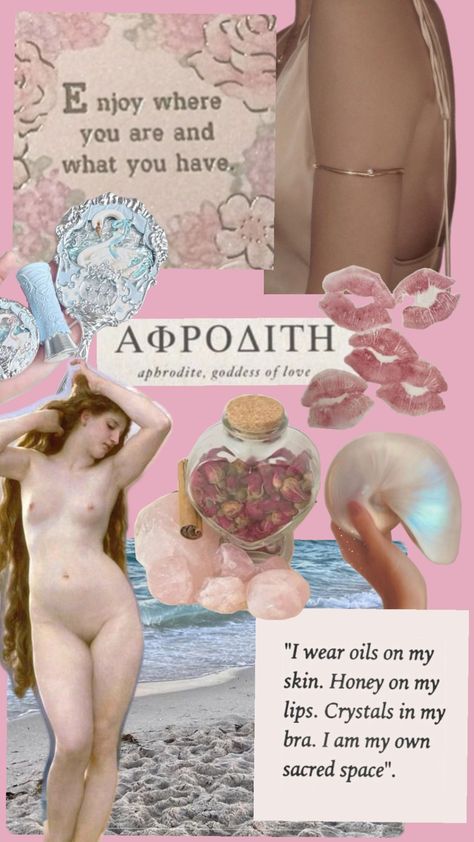 #aphrodite #pagan Aphrodite Self Love, Aphrodite Symbolism, Worshipping Aphrodite, How To Work With Aphrodite, Aphrodite Sigil, Aphrodite Altar Ideas, Aphrodite Witchcraft, Aphrodite Devotee, Aphrodite Body Type