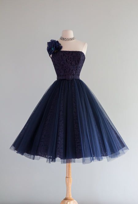 Midnight Blue Cocktail Dress, Xv Ideas, Midnight Blue Dress, 15 Birthday, Lace Party Dress, Vintage Party Dresses, Dark Blue Dress, Blue Cocktails, Lace Party Dresses