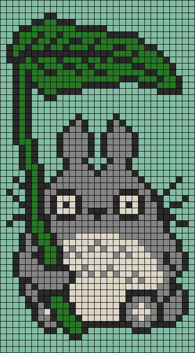 Ghibli Crochet Tapestry, Studio Ghibli Tapestry Crochet, Totoro Alpha Pattern, Alpha Pattern Ghibli, Ghibli Cross Stitch Pattern, Pixel Art Ghibli, Anime Alpha Pattern, Studio Ghibli Pixel Art, Studio Ghibli Cross Stitch