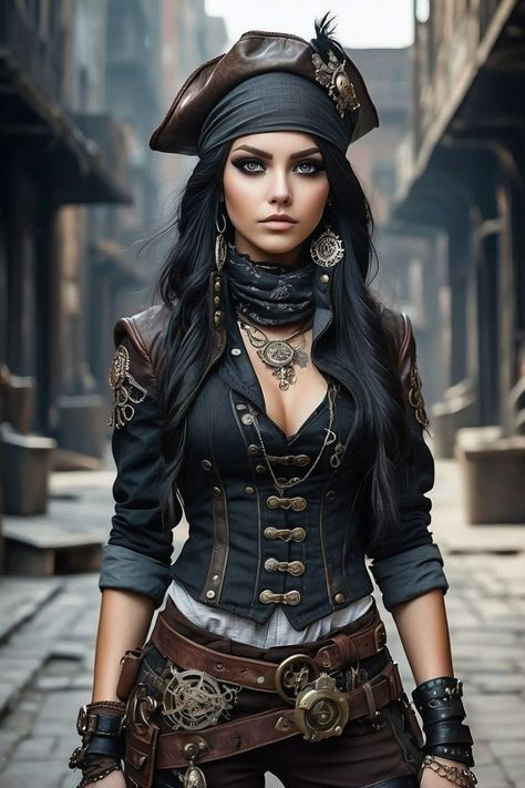 Steam Punk Pirate Costume, Womens Steampunk Costume, Shipwreck Outfit, Pirate Accessories Women, Pirate Cosplay Female, Steampunk Pirate Female, Steam Punk Pirate, Lady Pirate Costume, Steampunk Costume Women