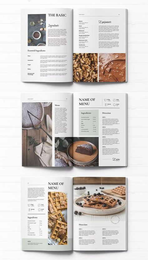 Dessert Cookbook Template InDesign INDD. 18 Editable Pages Cookbook Design Template, Cookbook Design Layout, Food Magazine Layout, Recipe Layout, Book Design Templates, Recipe Book Covers, Dessert Book, Homemade Recipe Books, Recipe Book Design