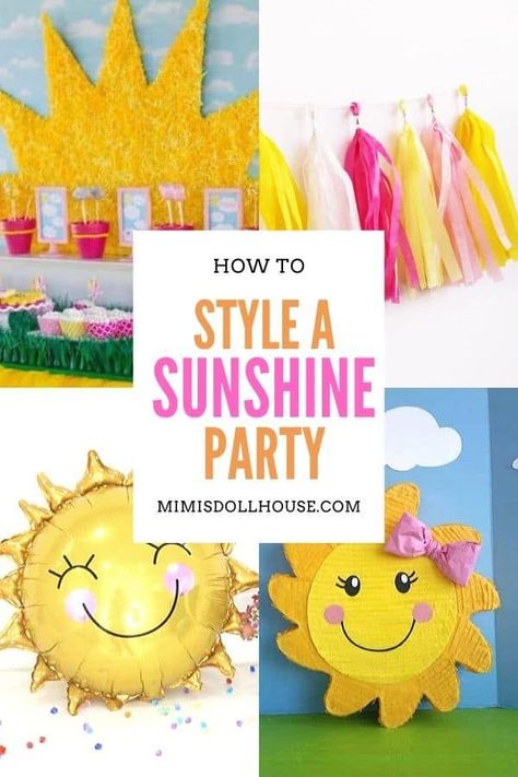 You are my Sunshine - theme party for 1st birthday Sunshine Party Decorations, Sunshine Party Ideas, Happy Birthday Ideas, Sunshine Birthday Theme, Sunshine Birthday Party, Sunshine Decorations, Sunshine First Birthday, Sunshine Birthday Parties, Sunshine Party