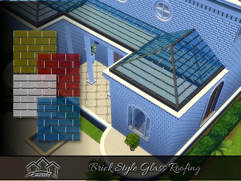 The Sims Cc, Glass Roofing, Stucco Walls, Tinted Glass, Glass Roof, Minecraft Ideas, Brick Design, Sims Community, Wainscoting