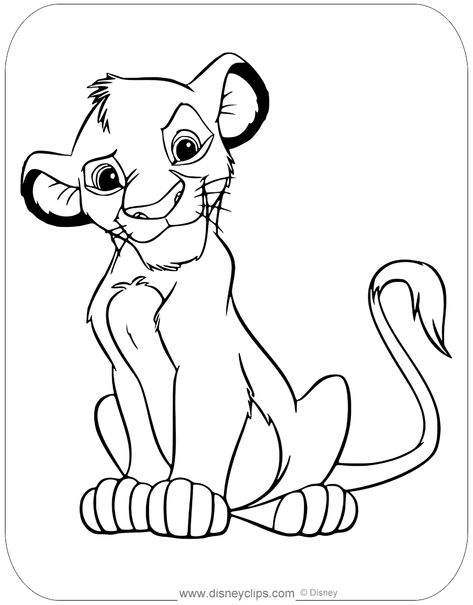 Coloring page of Young Simba from Disney's The Lion King #disney, #thelionking, #simba, #coloringpages Lion King Simba Drawing, Simba Drawing Sketches, Lion King Doodle, Simba Drawing Easy, Simba Sketch, Simba Coloring Pages, Drawing Lion King, Simba Painting, Simba Drawing