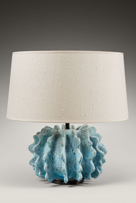 shizue-imai-small-turquoise-clatter-lamp Handbuilt Ceramic Lamp, Turquoise Lamp Shade, Crackle Glaze Table Lamp, Tourquise Lamps, Aqua Table Lamp, Chandeliers, Turquoise