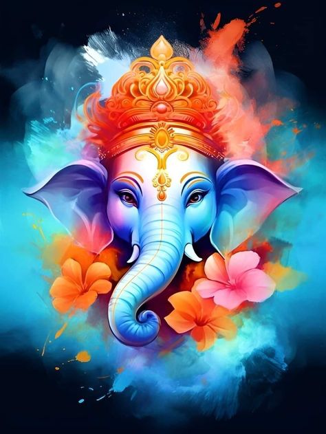 Over Lord, Ganesha Art Illustration, Food Art Painting, Ganesh Art Paintings, Eyeball Art, Android Wallpaper Art, Abstract Coloring Pages, Ganesh Ji, Small Canvas Paintings