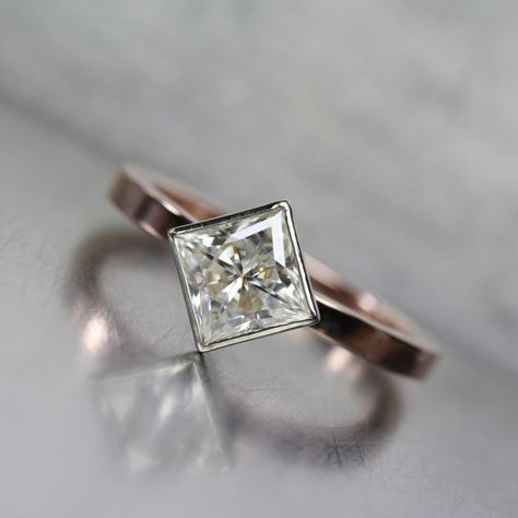 Modern Kite Set Princess Cut Moissanite by NangijalaJewelry Princess Cut Moissanite, Floral Engagement Ring, Diamond Cluster Engagement Ring, Moonstone Engagement, Princess Cut Rings, Moonstone Engagement Ring, Princess Cut Engagement Rings, Engagement Ring White Gold, Rose Engagement Ring