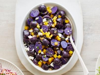 Spicy Purple Potato Salad Purple Potato Salad, Naboo Star Wars, Spooky Brunch, Purple Potato Recipes, Pasta Cold, Queen Of Naboo, Purple Foods, Potato Recipes Healthy, Purple Recipes