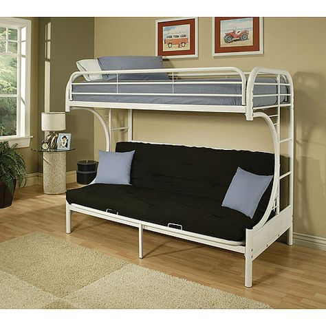 Eclipse Twin-Over-Full Futon Bunk Bed, White Bunk Bed Couch, Sofa Bed Bunk Bed, Couch Bunk Beds, Twin Futon, Queen Futon, Full Size Futon, Futon Bunk Bed, White Bunk Beds, Childrens Bedroom Furniture