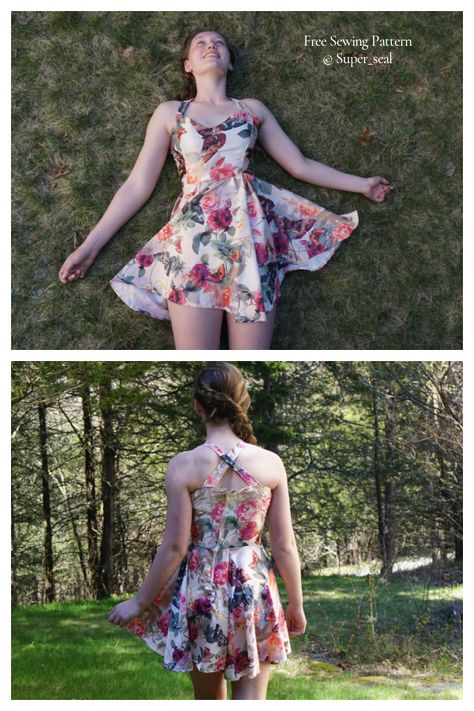 Fabric Summer Dress Free Sewing Pattern | Fabric Art DIY Sun Dress Pattern Free Womens, Halter Dress Sewing Pattern Free, Sundress Sewing Patterns Free, Summer Dress Free Pattern Sewing, Diy Sundress Pattern, Free Sundress Pattern, Summer Dress Sewing Patterns Free, Sundress Pattern Free, Halter Top Sewing Pattern Free