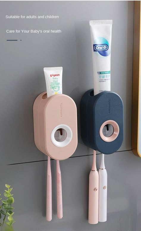 Adhesive Automatic Toothpaste Squeezer Set, Wall mounted Toothpaste Holder, Toothbrush Rack, Wall Suction Toothpaste Squeezer|Toothbrush & Toothpaste Holders| - AliExpress Tooth Brush And Paste Holder Ideas, Tooth Brush Holder Ideas, Mouthwash Dispenser, Moving Ideas, Toothbrush And Toothpaste Holder, Toothpaste Squeezer, Toothpaste Holder, Smart Home Gadgets, My Own House