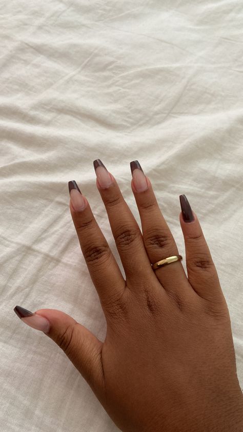 Black Girls Nails Ideas, Black Girls Nails, Soft Grunge Nails, White Tip Nail Designs, Short Nail Ideas, Brown Acrylic Nails, Simple Fall Nails, Girl Aesthetics, Wow Nails