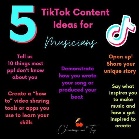 Tiktok Content Ideas, Tiktok Content, Creating Content, Content Ideas, Cherry On Top, Say What, Your Music, Open Up, Social Media Marketing