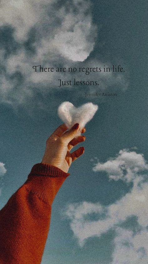 A quote from Jennifer Aniston, "There are no regrets in life. Just lessons." Yolo Quote, Regret Quotes, Dark Black Wallpaper, Jenifer Aniston, Sunflower Wallpaper, No Regrets, Aesthetic Tumblr, Room Pictures, Black Aesthetic Wallpaper