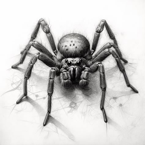 Big Spider Drawing, Realistic Spider Tattoo, Spider Drawing, Spider Tattoo, Spider Art, Detailed Tattoo, Monthly Plan, Insect Art, Dark Tattoo