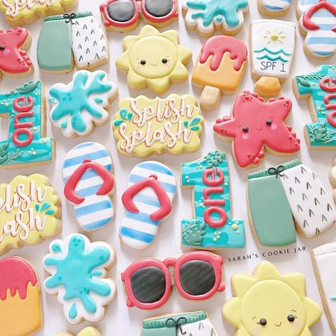 Splash First Birthday Party, Splashing Into One Birthday, Splish Splash 1st Birthday Bash, Toddler Splash Party, Summer Bash Party Ideas Kids, Splash Splash Birthday Bash, One Big Splash Birthday, Pool Party 3rd Birthday, Last Splash Cookies