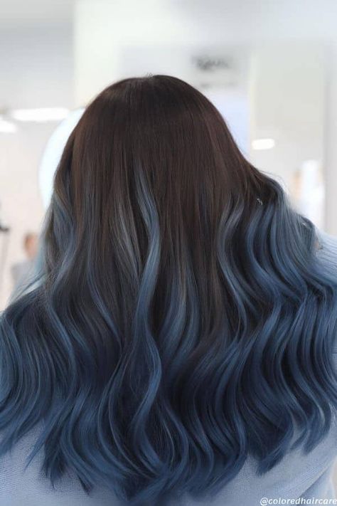 15 Stunning Balayage Ideas for Black Hair. How to Nail The On-Trend Look. 11 Blue Balayage Hair, Balayage On Black Hair, Blue Balayage, Black Hair Ideas, Hair Dye Brands, Ideas For Black Hair, Hair Dye Removal, Balayage Ideas, Grey Hair Dye