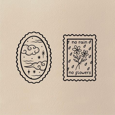 💌✨ stamp flash ~ part one ✨💌 some lil stamp designs for your skin! I’ve wanted to make more stamps for ages so here they are!! as always I… | Instagram Gallery Wall Tattoo, Earthy Stickers, Ship Tattoo Sleeves, Stamp Drawing, Frog Tattoos, Handpoke Tattoo, No Rain No Flowers, Wall Tattoo, Dot Journals