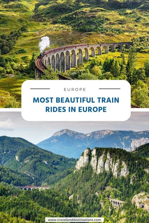 Discover 8 of the most beautiful train rides you should go on in Europe. Taking you along scenic routes through fjords in Norway and the coasts of Italy.    #traintravel #noflytravel #travel #europe #travelanddestinations #travelideas #inspiration #travel #explore #beautifuldestinations #travelinspiration #vacation #holiday #traveltheworld #bucketlists #wanderlust Best Train Rides In Europe, Scenic Train Rides Europe, Train Ride Europe, Fjords In Norway, Switzerland Trip, Europe Train Travel, Europe Train, Norway Fjords, Scenic Train Rides