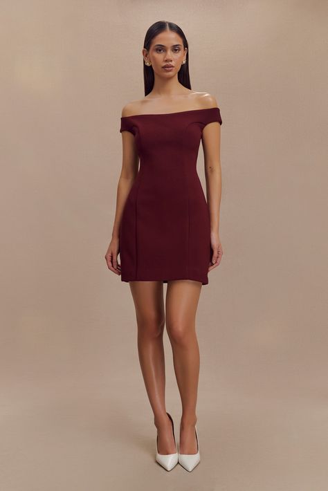 Polished perfection. The CASSIDY Crepe Off Shoulder Mini Dress is the epitome of chic sophistication and contemporary design. Featuring a Bardot neckline that elegantly frames the shoulders, this dress combines a fitted silhouette with the luxurious stretch crepe fabrication for a flattering and comfortable fit. The centre back zip closure ensures a seamless look, while the mini length adds a playful edge. Lined for added comfort and structure, the Cassidy Dress is perfect for any event where yo Workwear Capsule Wardrobe, Off Shoulder Mini Dress, Bardot Neckline, European Summer Outfits, Maxi Dress Sale, Black Tweed, Beige Dresses, Stretch Crepe, Fitted Silhouette