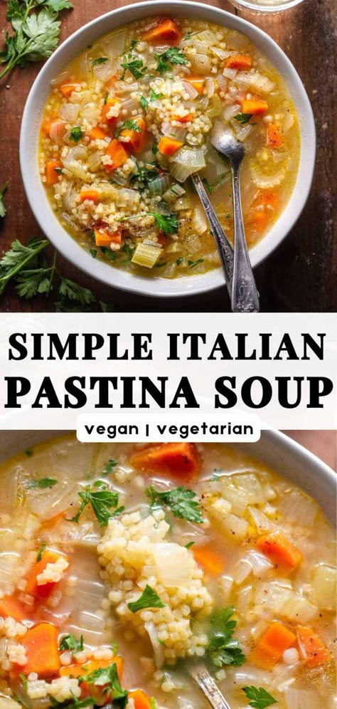 Vegetarian Soup For A Cold, Pastina Recipes Vegetarian, Easy Vegetable Broth Pastina Soup, Easy Vegan Soups Quick, Vegetarian Soups For Colds, Vegetarian Pasta Soup, Veggie Italian Pastina Soup, Pastina Soup Vegetarian, Cheap Vegan Soup Recipes