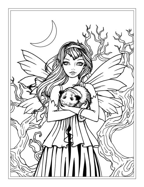 Line Art To Color, Art To Color, Digi Stamp, Web Graphics, Fairy Art, Color Therapy, Digital Stamps, Instant Download Printable, Original Artists