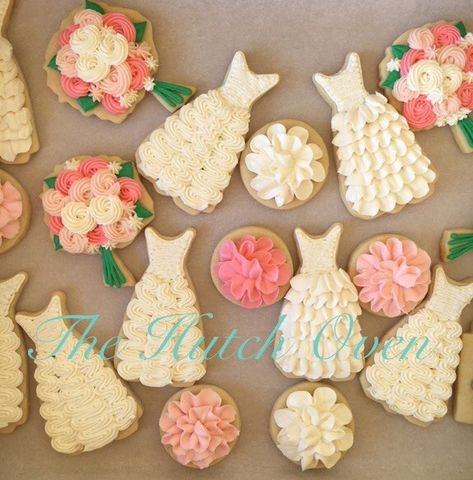 Bridal shower cookie ideas Buttercream Bridal Shower Cookies, Wedding Buttercream Cookies, Buttercream Wedding Cookies, Bridal Shower Cookie Ideas, Bridal Shower Cookies Ideas, Wedding Shower Cupcakes, Buttercream Cookies, Wedding Dress Cookies, Wedding Shower Cookies