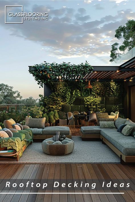 Transforming a rooftop into a functional and stylish outdoor retreat is becoming a must-have feature in both residential and commercial properties. With the right decking ideas, any rooftop can be converted into a luxurious extension of your indoor living space. We are sharing five innovative ideas to elevate your rooftop with contemporary deck designs that blend beauty, functionality, and durability. Top Floor Garden Roof Terraces, Glass Flooring, Walking On Glass, Contemporary Deck, Roof Terraces, Decking Ideas, Glass Stairs, Rooftop Design, Glass Staircase