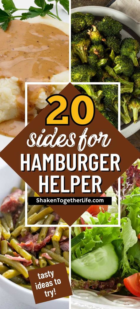 Wondering what to serve with Hamburger Helper? These 15 side dishes are perfect for pairing with this family-friendly meal. Hamburger Helper Sides Dishes, What Goes With Hamburgers, What To Serve With Hamburgers, Hamburger Sides, Sides For Hamburgers, Hamburger Mac And Cheese, Hamburger Side Dishes, Hamburger Hash, Burger Sides