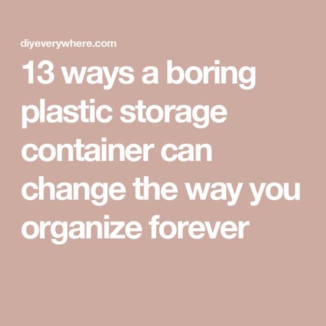 13 ways a boring plastic storage container can change the way you organize forever Organize Plastic Containers, Small Storage Containers, Organization Essentials, Clear Container, Plastic Container Storage, Organization Decor, Tote Storage, Simple Ideas, Plastic Containers