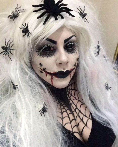 Spider Queen Costume Diy, Spider Witch Makeup, Spider Queen Makeup, Spider Woman Halloween, Spider Queen Costume, Spider Witch Costume, Halloween Spider Makeup, Pumpkin Challenge, Spider Halloween Costume