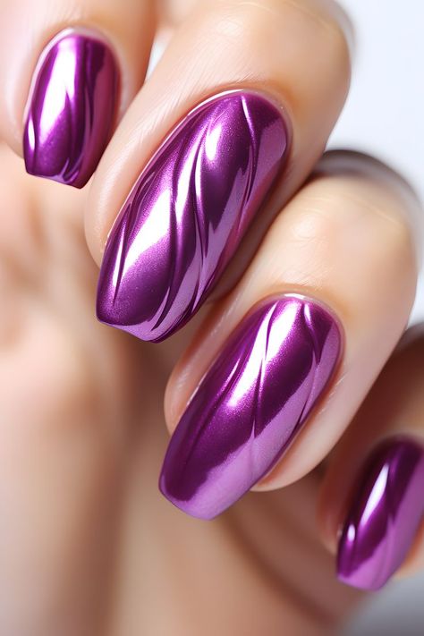 metallic fuchsia nails, fuchsia nail design, metallic nail art, vibrant nail colors, nail inspiration, bold nail ideas, metallic nails trend, stylish nail designs, nail art inspiration, creative nail looks, eye-catching nails, colorful manicure, statement nails, fashion-forward nails, chic nail art, vibrant nail polish, metallic nail shades, trendy nail trends, unique nail styles, pop of color, nail aesthetics, nail design ideas, glamorous nails, striking nail colors, beauty trends Nail Art Inspiration Creative, Fuchsia Nails, Navy And Silver Nails, Art Inspiration Creative, Colorful Manicure, Gel Chrome Nails, Statement Nails, Chrome Nail Designs, Ombre Chrome Nails