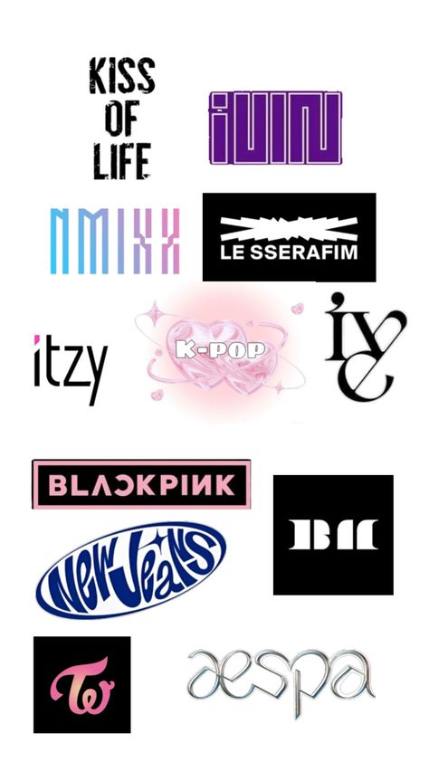 Their logos K Pop Groups, New Wallpaper, Kpop Groups, Pop Group, K Pop, Logos