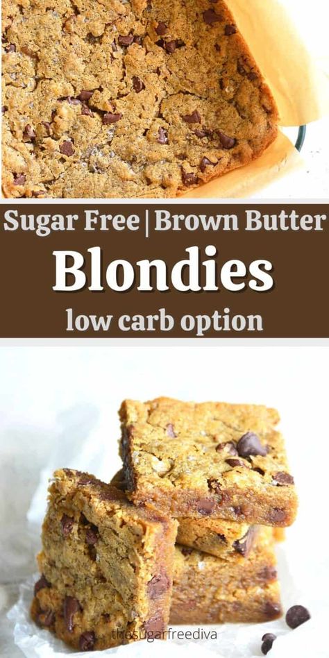 Butter Cookie Bars, Dessert Ww, Dolce Poche Calorie, Brown Butter Cookies, Desayuno Keto, Chocolate Chip Blondies, Postre Keto, Low Carb Meal, Low Carb Snack