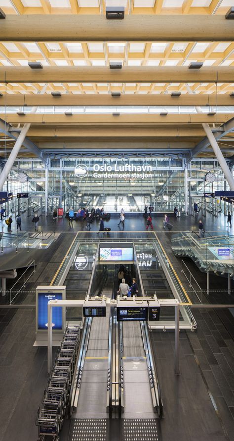 Oslo Airport Expansion | Nordic Office of Architecture   #DagSpant #Glass #Infrastructure #IvanBrodey #KnutRamstad #NordicOfficeofArchitecture #Norway #Oslo #OsloAirport #skylight #Steel #Wood Airport Architecture, Oslo Airport, Avant Garde Architecture, Nordic Office, Scandinavian History, Airport Pictures, Delivery Pictures, Oslo Norway, Interior Concept