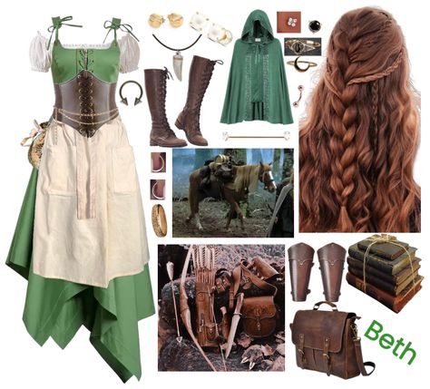 Beth 12 outfit ideas | The Hobbit, and The Lord or the Rings that is all. Lord Of The Rings Outfits, Hobbit Inspired Outfits, Hobbit Party Ideas, Hobbit Outfit, Helix Piercing Ring, Wolf Tooth Necklace, Hobbit Party, Sca Armor, Brown Corset