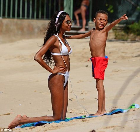 Work a white swimsuit by Are You Am I like Jourdan. Click 'Visit' to buy now. #DailyMail Barbados Beach, Barbados Beaches, Pretty Bikinis, Toned Abs, White Swimsuit, Break In, Barbados, Quality Time, Beach Style