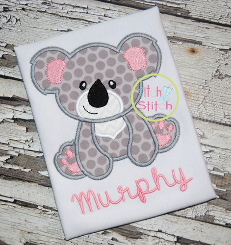 Koala Applique, Burp Cloths Diy, Embroidery Animals, Bear Applique, Quilting 101, Applique Ideas, Girls Applique, Machine Pattern, Animal Designs