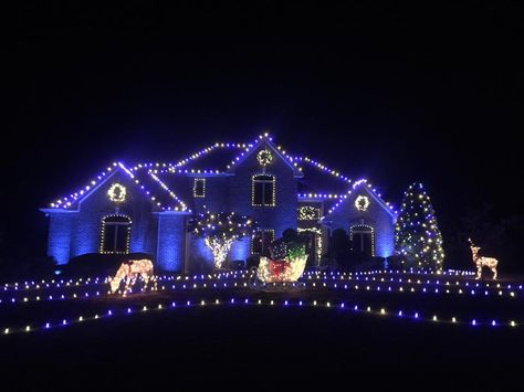 Blue and white Christmas lights. LED holiday lights by Christmas Decor Exterior Christmas Lights, Blue Christmas Lights, Lights Outside, Christmas Lights Outside, White Christmas Lights, Outside Christmas Decorations, Diy Christmas Lights, Christmas House Lights, Christmas Light Displays