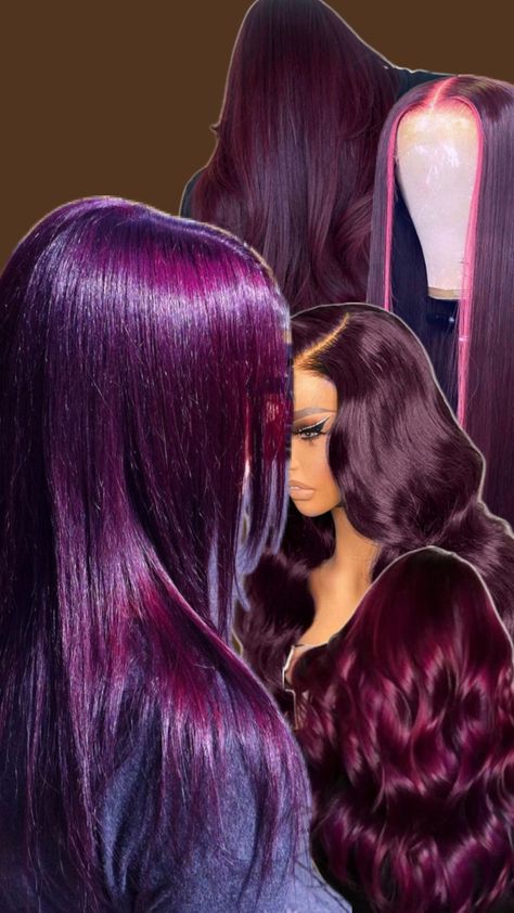 Hair Dye Purple, Purple Burgundy Hair, Purple Blossom, Peekaboo Hair, Bold Hair Color, Purple Burgundy, Dyed Hair Inspiration, Girls Natural Hairstyles, Birthday Hair