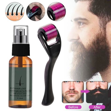 🧔✨ Get the luscious, envy-worthy beard you've always wanted! Unleash the power of nature with the MOONBIFFY Men's Beard Growth Roller & Oil Kit. 🌱 Infused with pure, nourishing ingredients that cater to the kings of grooming. 🚀 Witness a beard revolution with accelerated growth and unparalleled fullness. No more gaps, just pure, dense magnificence. 💧 Deeply hydrates and fortifies every strand, turning your beard into a symbol of health and vigor. 🔝 Elevate your beard game with a formula ... Beard Roller, Natural Beard Growth, Mens Beard, Beard Growth Kit, Accelerate Hair Growth, Hair Growth For Men, Beard Growth Oil, Whitening Cream For Face, Hair Elixir