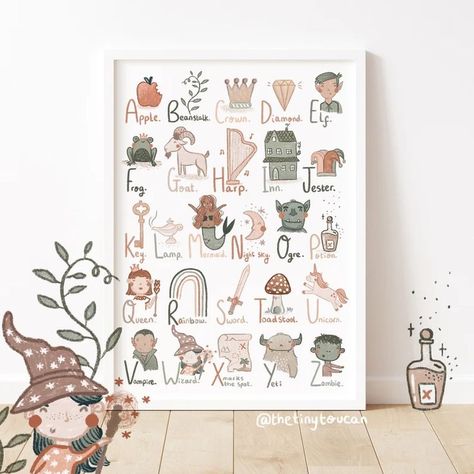 Scandi Colour Palette, Magic Alphabet, Magical Nursery, Abc Print, Alphabet Nursery, Alphabet Kindergarten, Fairytale Nursery, Rainbow Palette, Earth Tone Color