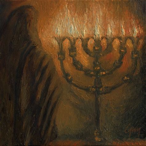 Hanukkah Menorah Aesthetic, Kislev Art, Menorah Aesthetic, Revelations Art, Menorah Painting, Judaism Aesthetic, Menorah Art, Jewish Aesthetic, Judaism Art