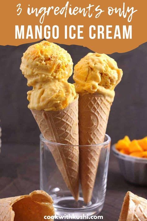 #mango #fruit #freshmangoes #homemade #mangoes #recipe #dessert This Homemade Mango Ice Cream recipe is not only simple and easy to make but it is also creamy with full of flavor from the fresh mangoes. You don’t need an ice cream maker to prepare this recipe. One of the best summer recipes to try to beat the heat when mangoes are in season. Homemade Mango Ice Cream, Paleo Deserts, Mango Ice Cream Recipe, Summer Fruit Desserts, Mango Tart, Mango Recipe, Frozen Recipes, Healthy Ice Cream Recipes, Mango Ice Cream