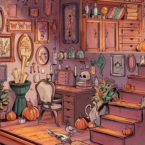 Gretel Lusky (@gretlusky) • Fotos y videos de Instagram Gretlusky Art, Witch House Interior, Witch Bedrooms, Witches House, Witch Room, Characters Inspiration, Bedroom Drawing, Procreate Illustration, Characters Inspiration Drawing